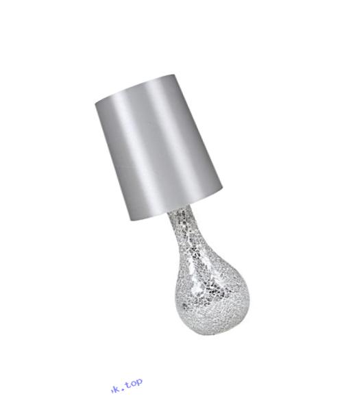 Urban Shop Mosaic Glass Lamp with Satin Shade, Silver