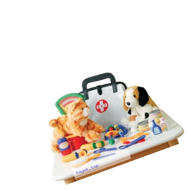 Constructive Playthings CPX-554 CP Toys Pretend Play Veterinarian 30 Pc. Playset with Stuffed Puppy & Kitty