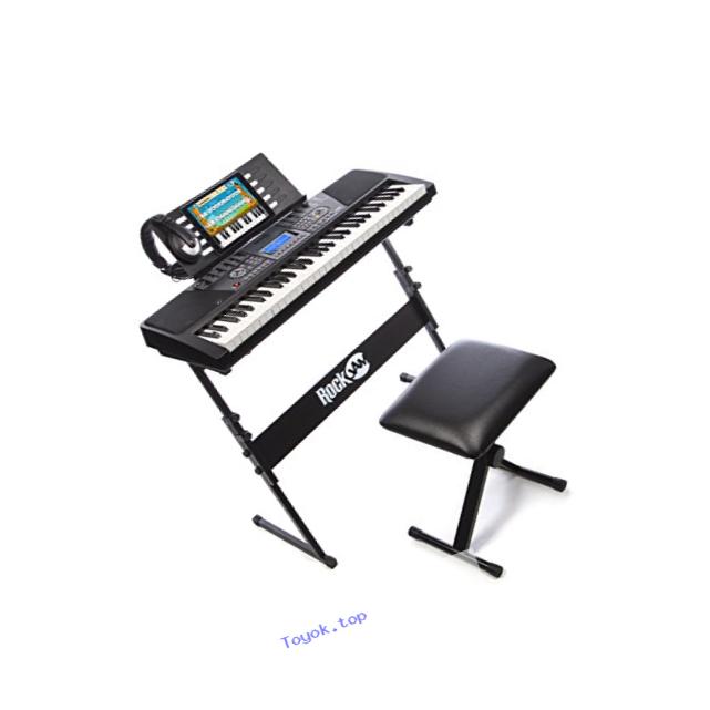 RockJam 61-Key Electronic Keyboard SuperKit with Stand, Stool, Headphones & Power Supply