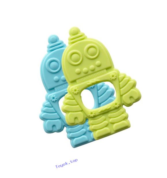 Sugarbooger Silicone Teether, Retro Robot, 2 Count