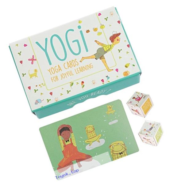 YOGI FUN Kids Yoga Cards Kit with Illustrations, Rhyming Poems, Birthday Activity and 2 DIY Dice