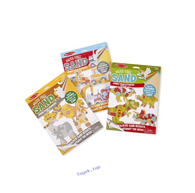 Melissa & Doug Mess-Free Sand Jumbo Foam Sticker Craft Kit Includes Dinosaur/Construction/Jungle (3 Pack)