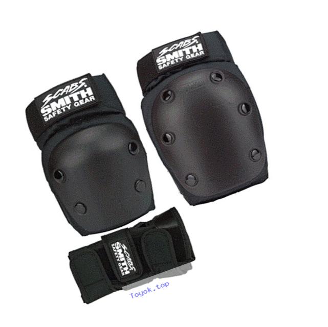 Smith Safety Gear Scabs Knee/Elbow/Wrist Guard Set (Pack of 3), Black, X-Large