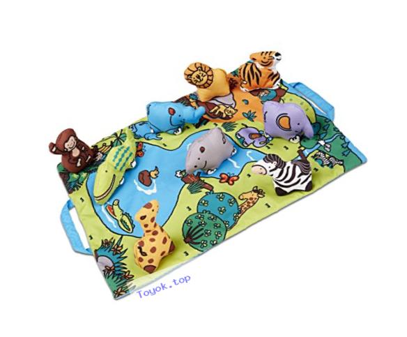 Melissa & Doug Take-Along Folding Wild Safari Play Mat (19.25 x 14.5 inches) With 9 Animals