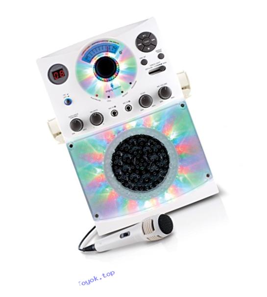 Singing Machine SML385BTW Top Loading CDG Karaoke System with Bluetooth, Sound and Disco Light Show (White)