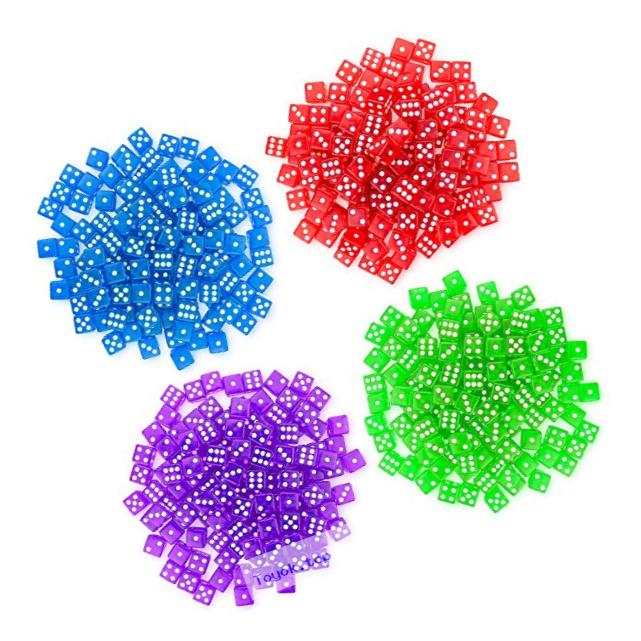 Brybelly 400 Count 16mm Dice - Purple, Blue, Green, Red