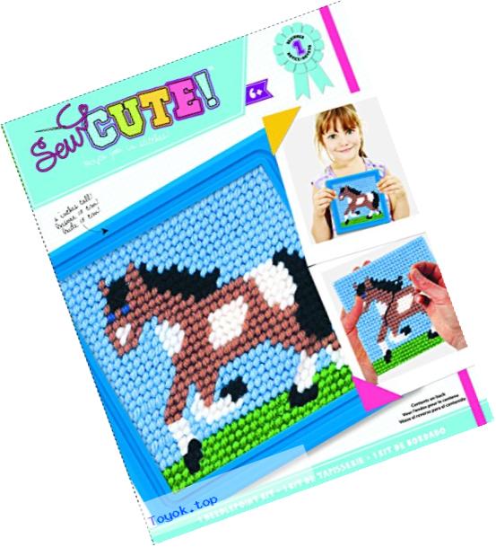 Colorbok Horse Learn To Stitch Needlepoint Kit, 6-Inch by 6-Inch, Blue Frame